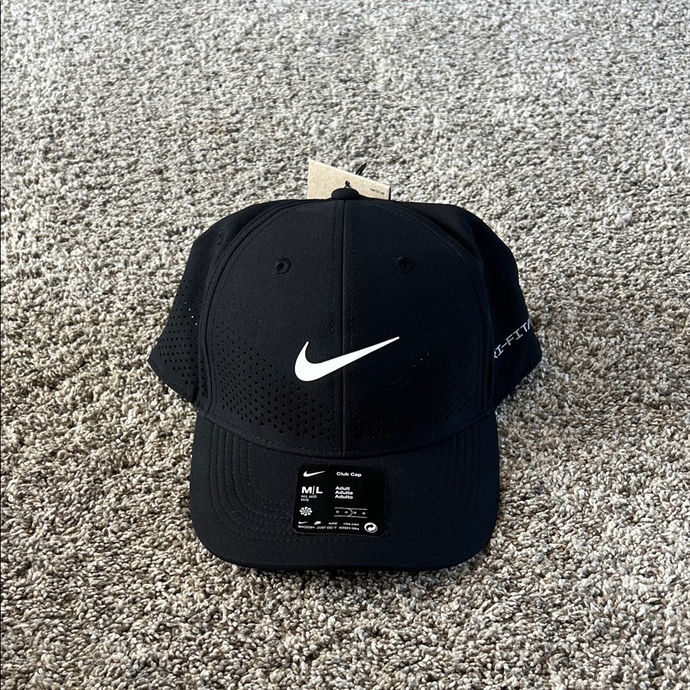 Nike Black Cap with White Swoosh Logo